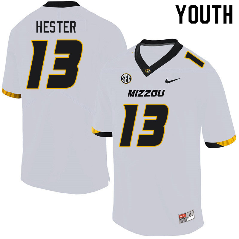 Youth #13 JJ Hester Missouri Tigers College Football Jerseys Sale-White - Click Image to Close